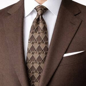 Mens Brown Geometric Tie Bill Blass Signature Collection Classic Look